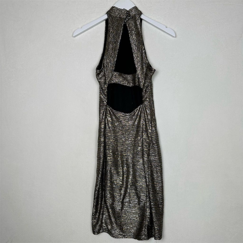 Arden B Cocktail Dress Women's XS Sleeveless Metallic Open Back Mock Neck - Picture 5 of 9